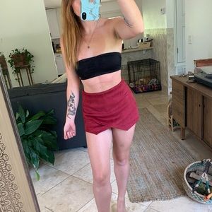 High Waisted/Rise Suede Skort